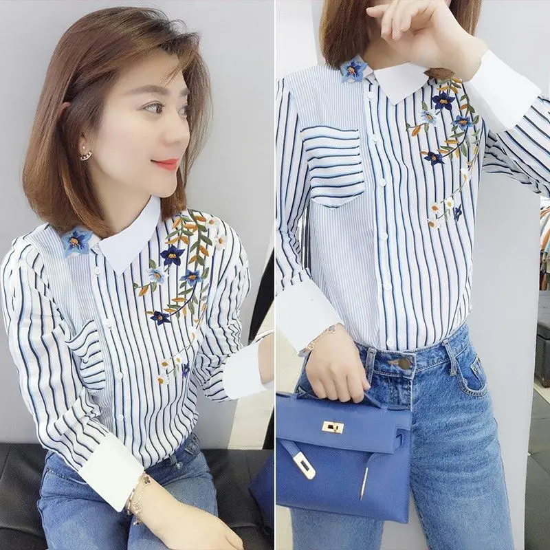 

Fashion Flower Print Ladies Shirts Women's Blouses 2022 Spring Autumn Long Sleeve Chiffon Shirts Tops Blusas Mujer J07