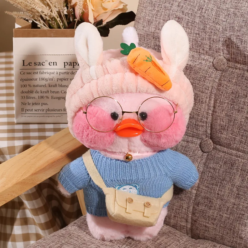 

LaLafanfan Duck 30CM Kawaii Cartoon Cafe Duck DIY Mimi Duck Plush Stuffed Soft Pillow Doll Figure Birthday Gift for Kid Children