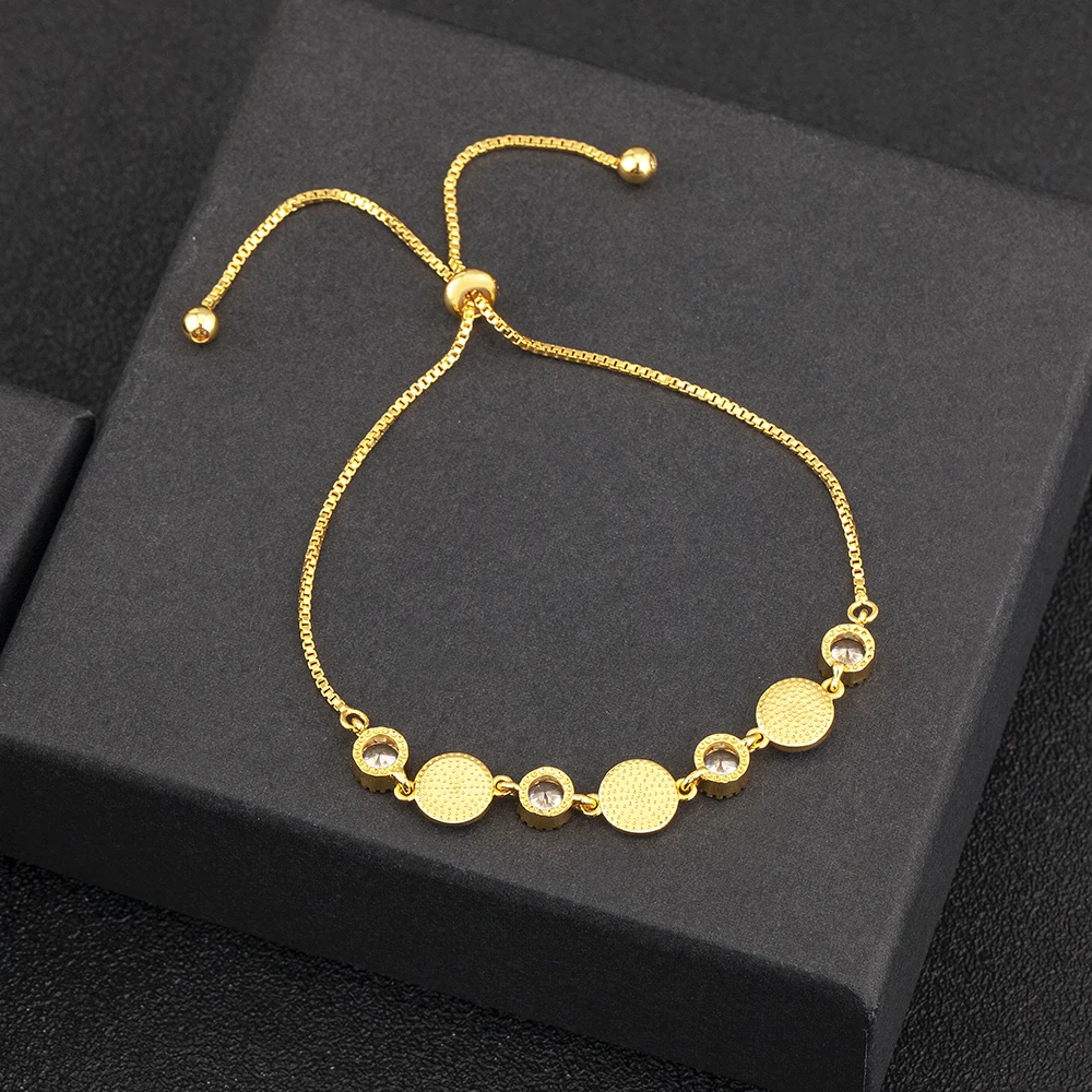 Новое поступление браслет-цепочка Nidin с круглым цирконом 3 цвета Фатима