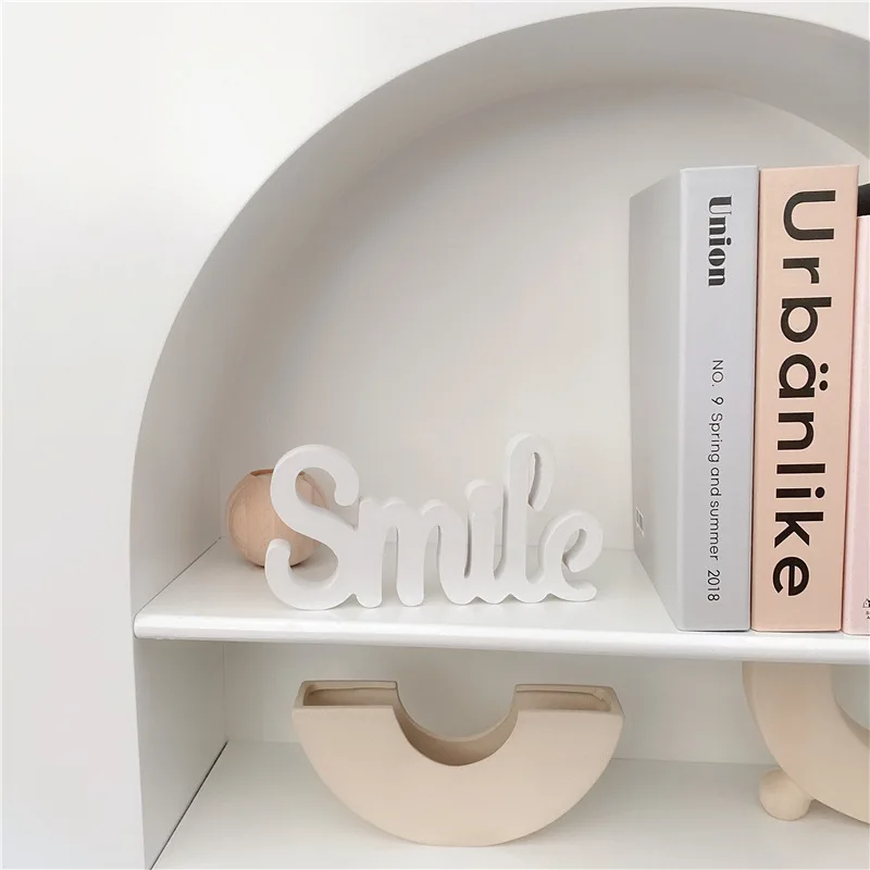 

Letters Decoration Home White Smiling Letter Room Decor Desktop Bedside Table