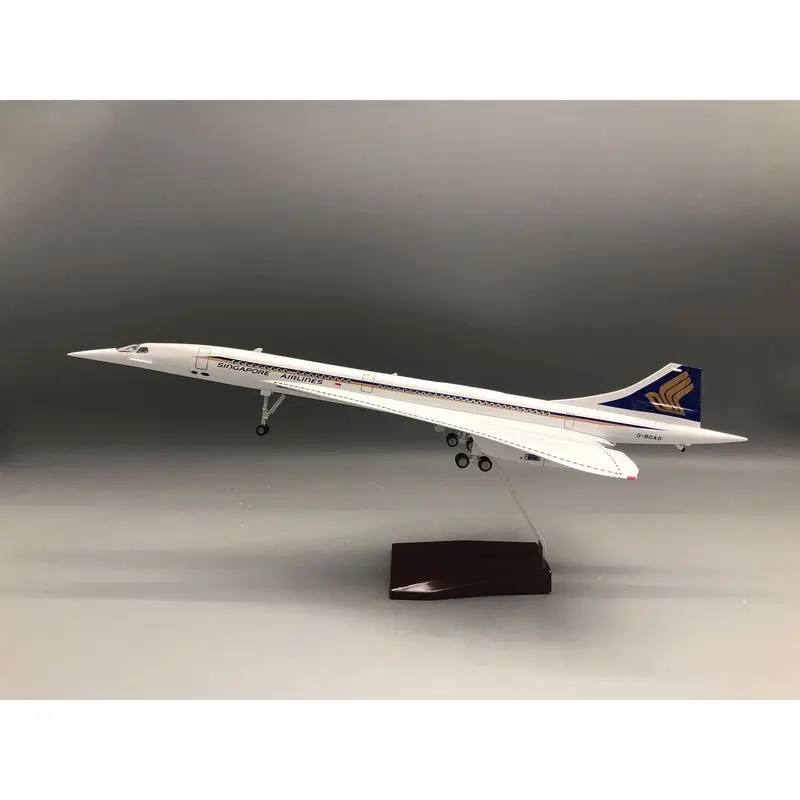Фото Модель самолета Concorde Singapore Concorde British Airways, двухсторонняя роспись, 50 см, с подсветкой и колесами, статическая имитационная модель №2