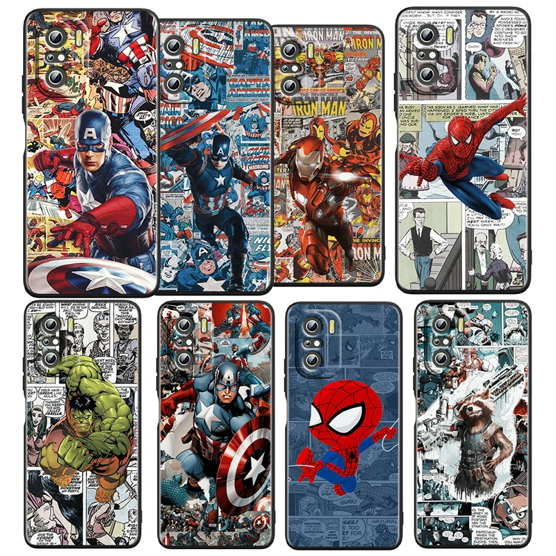 

Avengers America Captain Marvel Case For Xiaomi Redmi K50 K40 Gaming Pro K30 10X 10 9 9A 9T 8A 4G 5G Soft Black Phone Cover Core