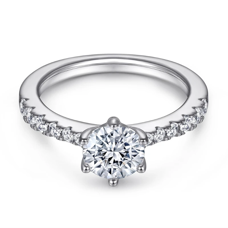 

S925 Sterling Silver 1 Carat Moissanite Ring Woman Engagement Wedding Gift Fine Jewelry