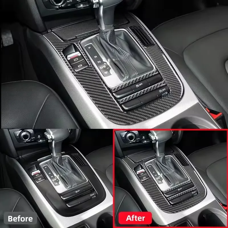 Фото Для Audi A4 B8 A5 Q5 2009-2018: Аксессуары для интерьера, накладка на панель переключения передач из карбона, декоративная наклейка-накладка на консоль автомобиля №2