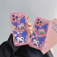 sanrio kuromi creative cartoon soft silicone phone cases for iphone 13 12 11 pro max xr xs max x 78plus girl anti drop cover