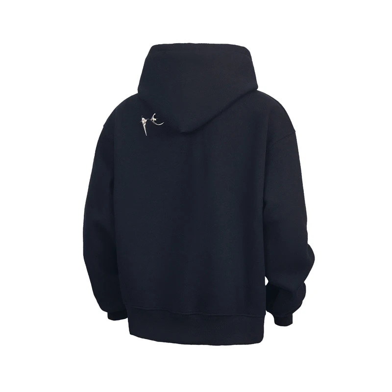 Худи с металлическим логотипом и звездами луной свободного покроя