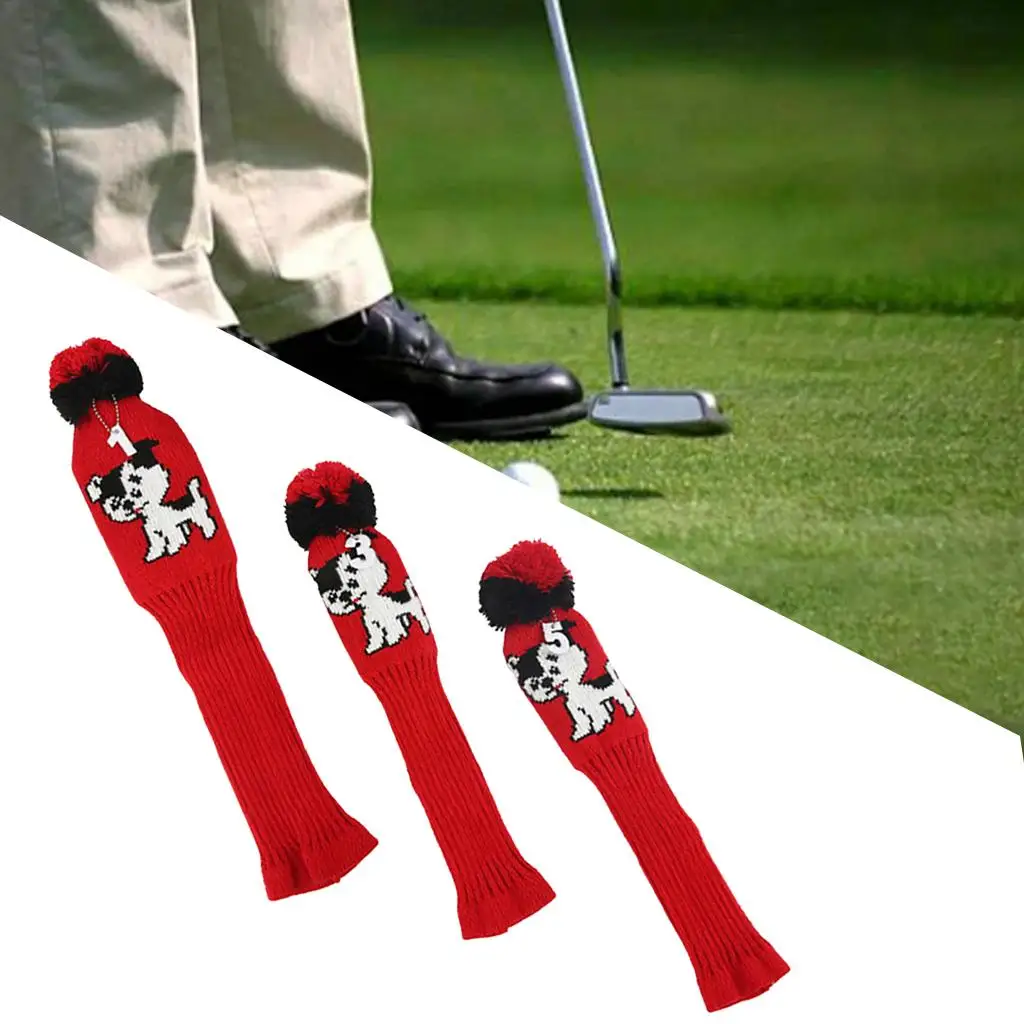 

Set of 3 Soft Knit Golf Head Covers, Accessories with Protection for
