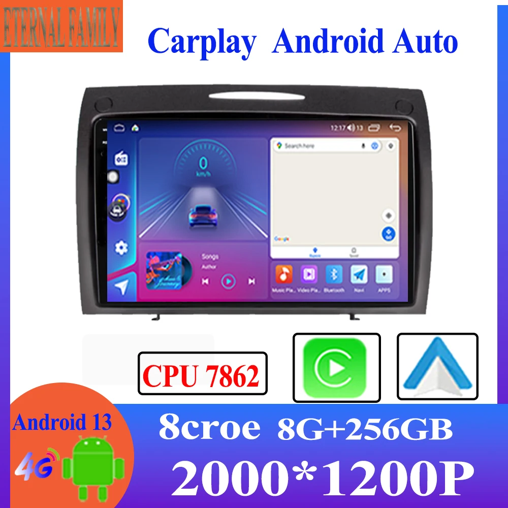 

Автомобильный мультимедийный плеер на Android 13 Carplay с радио и GPS-навигацией для Mercedes Benz SLK Class R171 SLK200 SLK280 SLK300 2000-2011