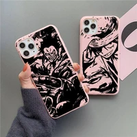 one piece black and white art sketch matte candy pink phone case for iphone 13 12 11 pro max mini xs 8 7 6 6s plus x se 2020 xr