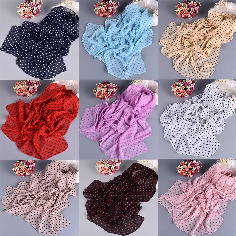 Шарф Шифоновый Женский в горошек волнистый с принтом |