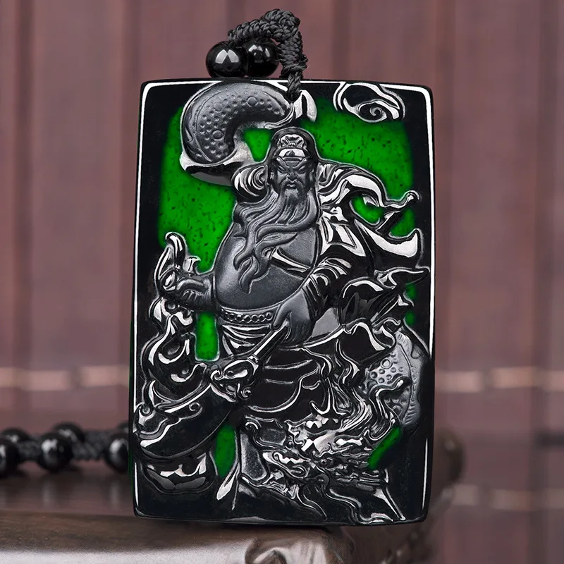 

Hot Selling Natural Hand-carve Jade Mo Cui Guan Yu Guan Gong Necklace Pendant Fashion Jewelry Men Women Luck Gifts