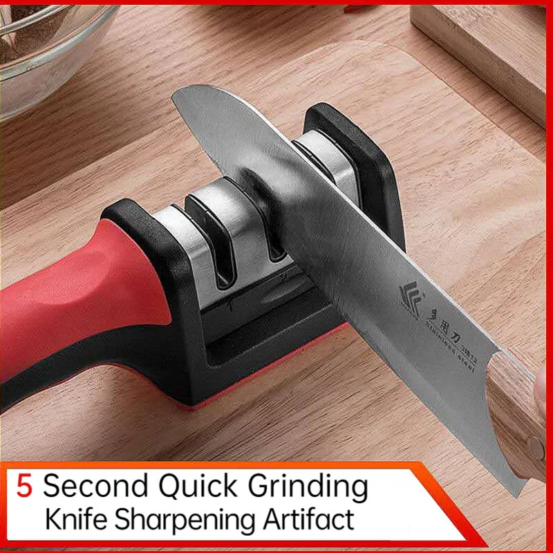 

3 Stages High Quality Knife Sharpener Diamond Ceramic Rod Sharpener Sharpening Tool Stainless Steel Blade With Non-slip Base Hot