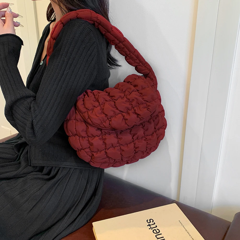 Женская нейлоновая сумка через плечо стеганая сумка-хобо с карманами