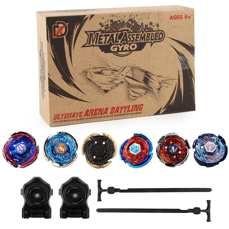 Набор волчков Beyblades Burst из 6 предметов в коробке, металлическая галактика, пегаз, Драго, Пегас, гироскоп, игра, боевой вращающийся Топ, игрушки с пусковым устройством
