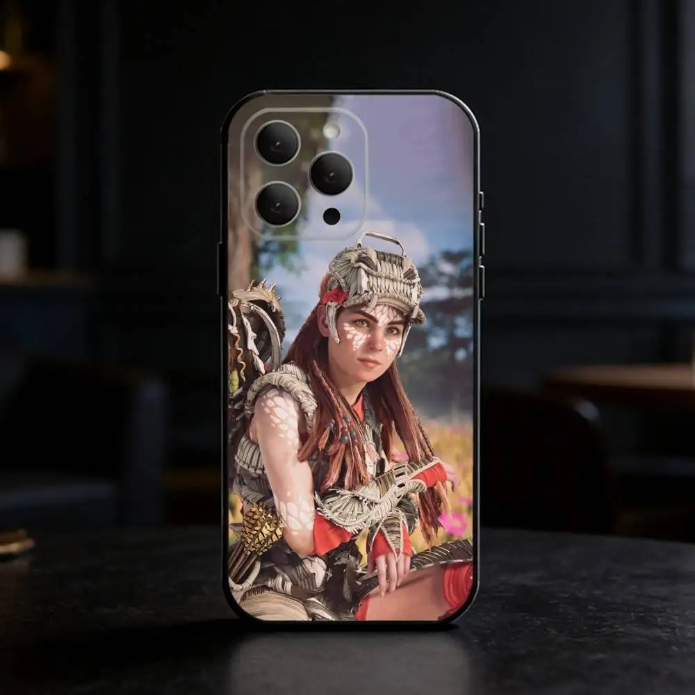 Фото Чехол для телефона Aloy H-Horizon Z-Zero Dawn для iPhone 17, 16, 15, 14, 13, 12, 11 Plus, Pro, Max, Mini, силиконовый, черный, мягкий №3