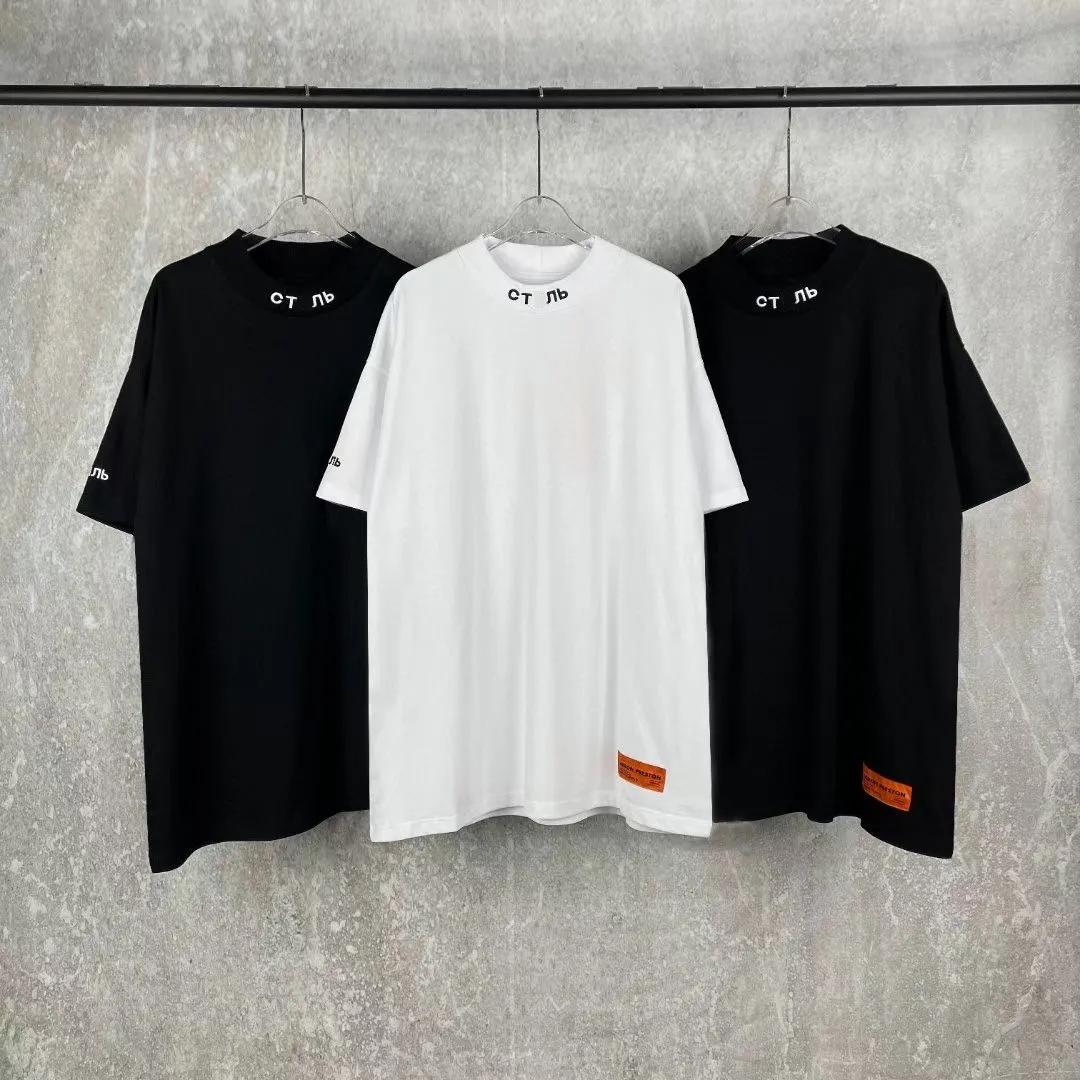 Модный бренд Половина водолазка пуловер футболка Для мужчин женщин с вышивкой