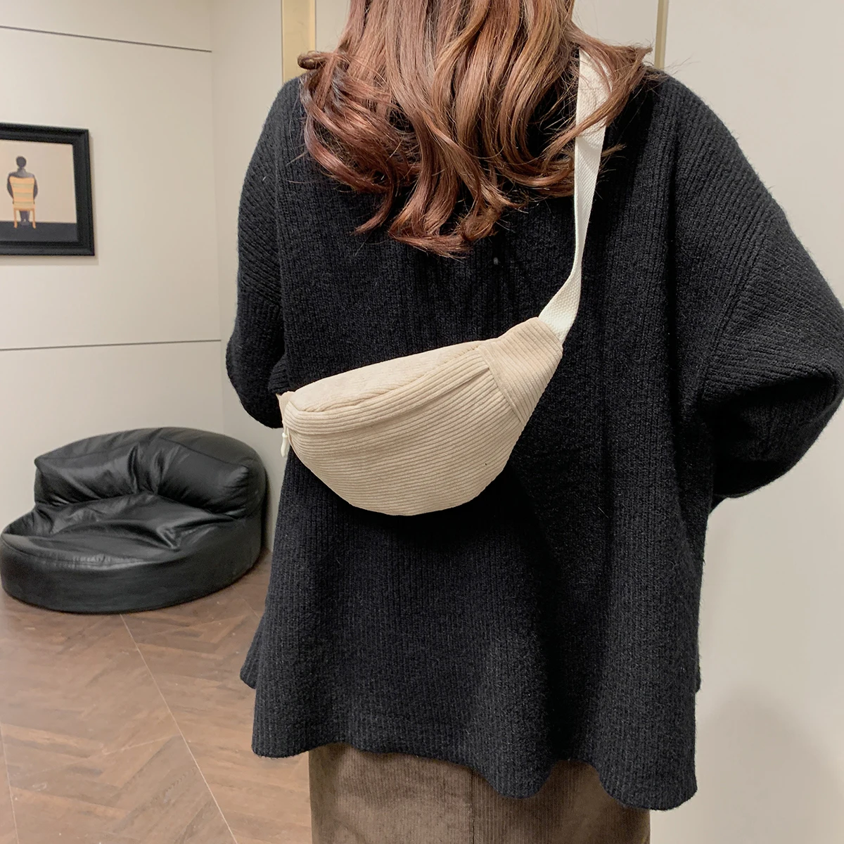 Повседневная вельветовая поясная сумка