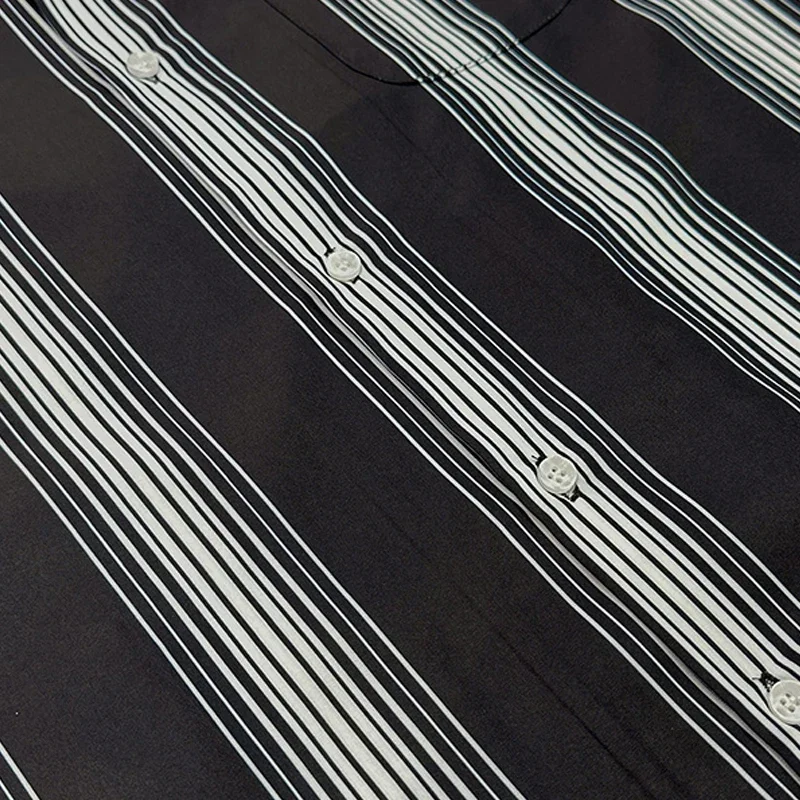 25SS Полосатая рубашка для мужчин и женщин повседневная модная свободная черная