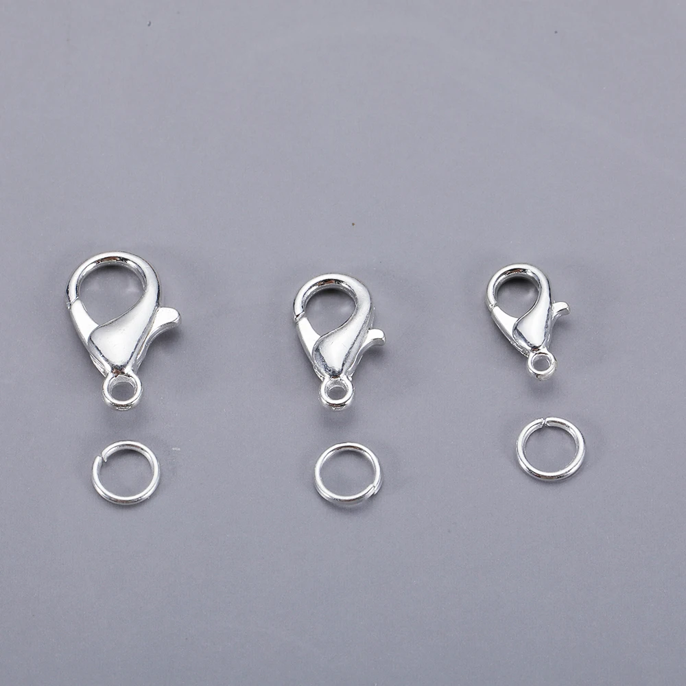 20pcs Rings+10pcs Clasps Set Lobster Clasp Open Jump Rings for Bracelet Necklace Connectors Jewelry Making DIY Kit Wholesale