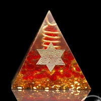 red coral orgonite pyramid crystal energy generation converter of orgone pyramid ornament chakras reiki healing star of david