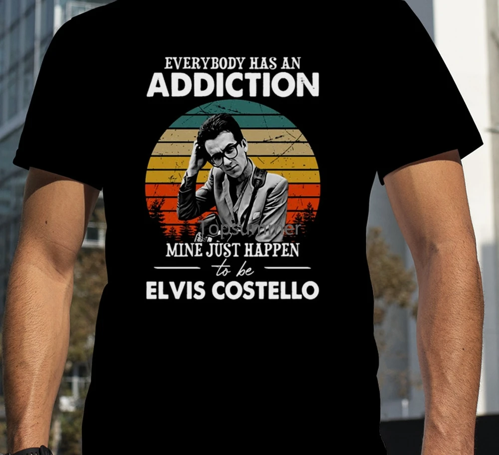 

Vtg Elvise Costello T-Shirt Black Short Sleeve All Sizes S To 5Xl 3F631