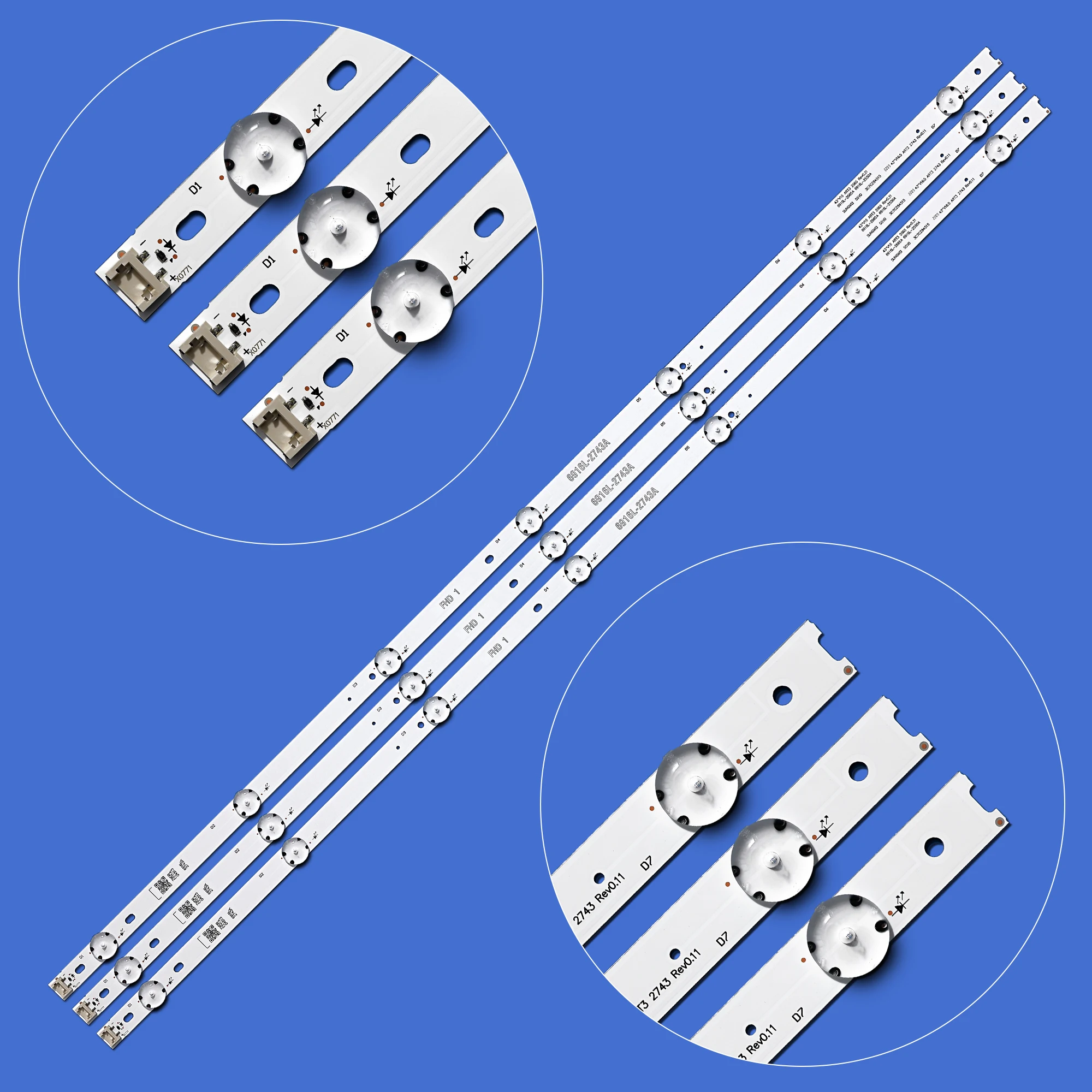 

100% New 3pcs/Kit LED strips for LG 43 inch TV 43LH604V 43LW340H CA LC430DUE FJ M1 6916L 2550A 43 V16 ART3 2550 Rev2.1 2