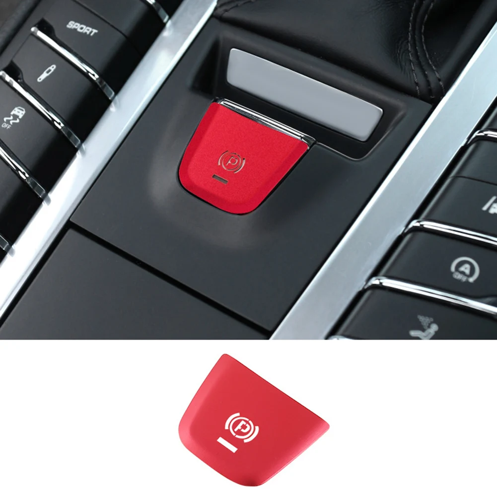 

High Quality Handbrake Cover P Button Cover Electronic Handbrake Push Button Red/Blue/Silver Aluminium Alloy Decoration Trim
