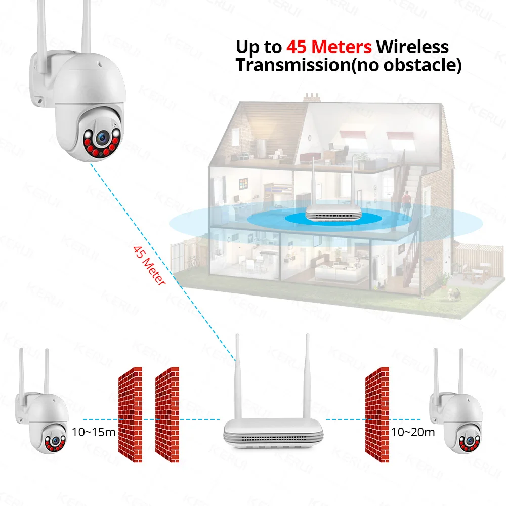 KERUI 3MP HD H.265 Водонепроницаемая PTZ WIFI IP-камера безопасности Беспроводная система