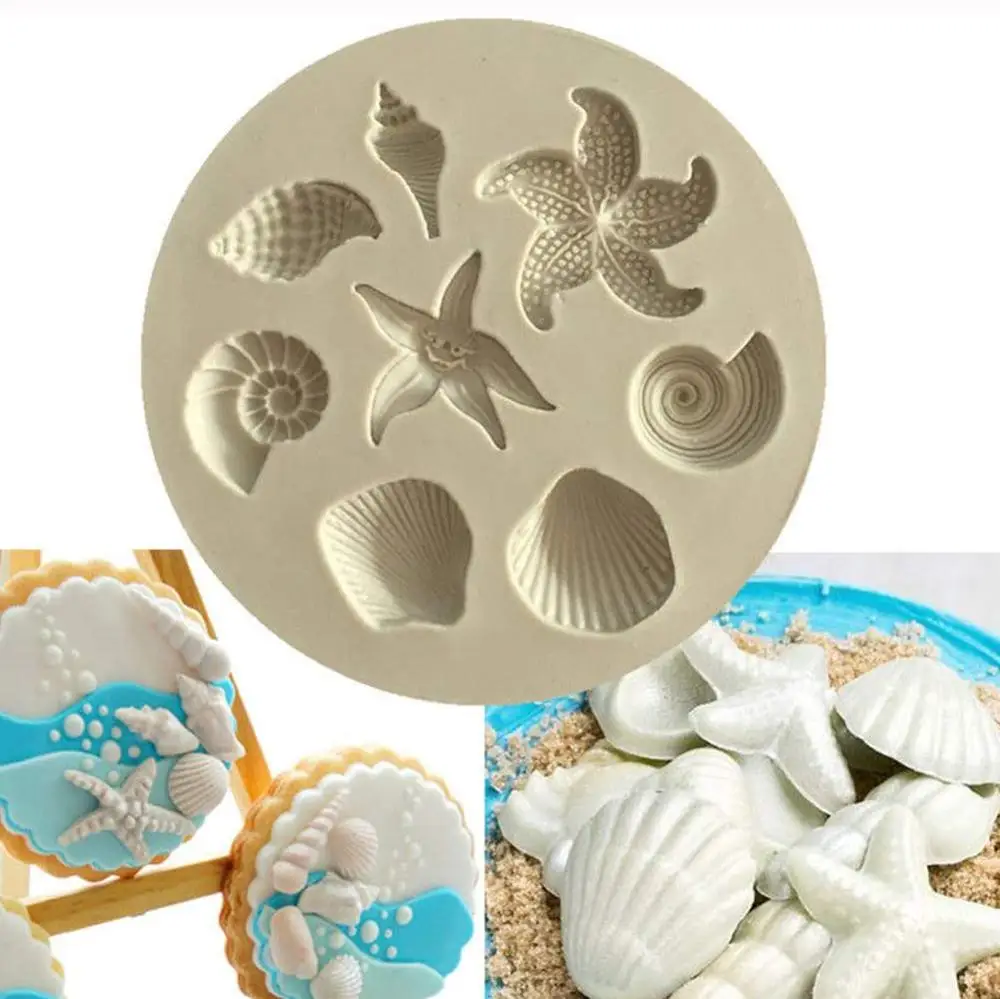 

DIY Cake Decorating Tools Sea Creatures Conch Starfish Shell Fondant Cake Candy Silicone Molds Creative DIY Chocolate Mold