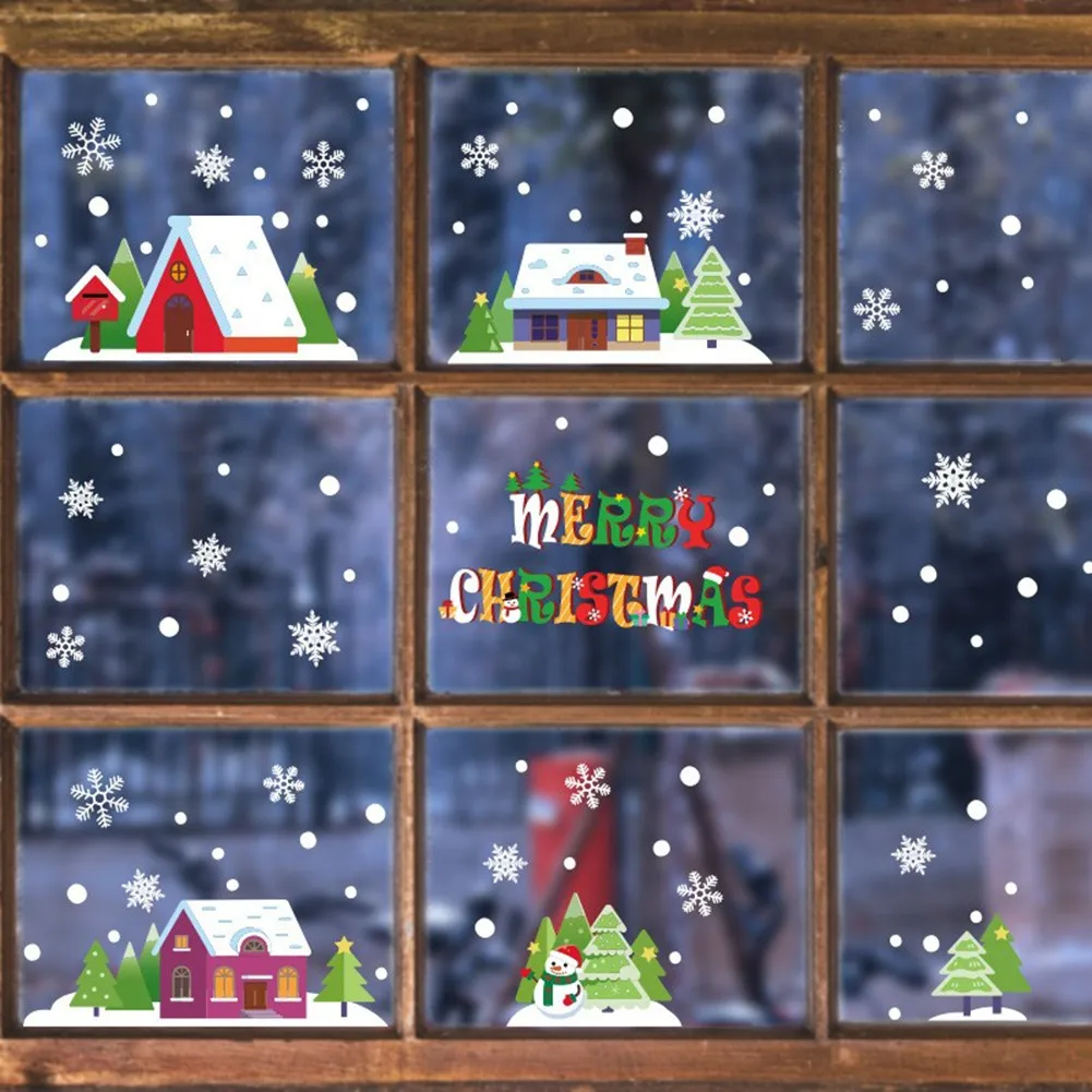 Win-dow Stickers Wall Sticker Christmas Wall Sticker 2022 Art Christmas Christmas Decorations Home Snowflake Vinyl Art