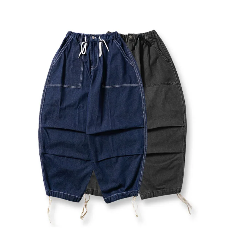 

Men Japan Korean Streetwear Fashion Outdoor Loose Casual Folds Wide Leg Harem Cargo Pants Women Vintage Pant Cityboy Trousers