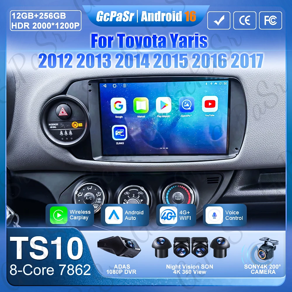 Фото CarPlay для Toyota Yaris 2012-2017, GPS-навигация, автомобильная мультимедийная система, 5G Wi-Fi, экран 2K №2