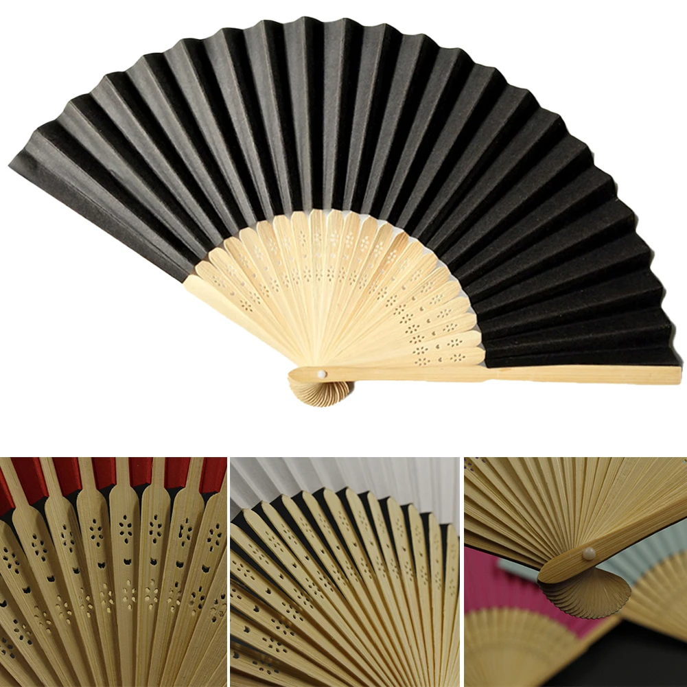 

1Pc Black Bamboo Folding Hand Fan Wedding Personalized Fsahion Fans Party Decor Art Craft Chinese Dance Fan Home Ornaments Gifts