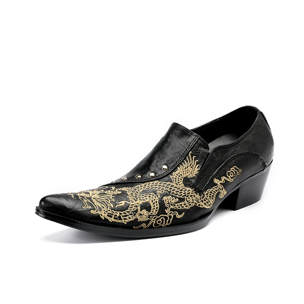 Мужские туфли-оксфорды с вышивкой из натуральной кожи |