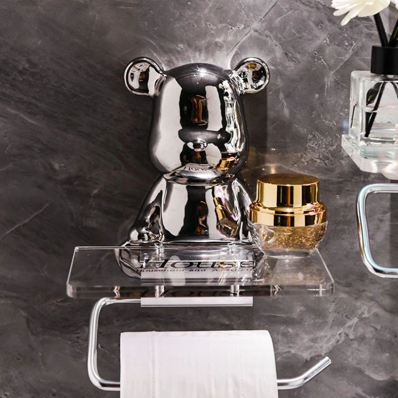 Стеллаж для ванной комнаты с керамическим покрытием полка хранения в рулоне