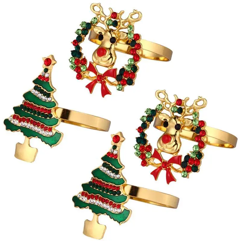

4 Pcs Xmas Napkin Ring Chic Napkin Ring Napkin Buckle Napkin Holder Dinner Napkin Ring for Hotel Restaurant Home Cafe