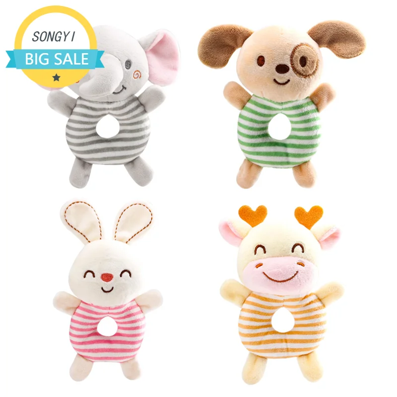 

Baby Toy Cartoon Animal Hand Bells Infant Rattle Toy Newborn Baby Stroller Hanging Wind chime Toddler Soothing Bed Hanging Bell