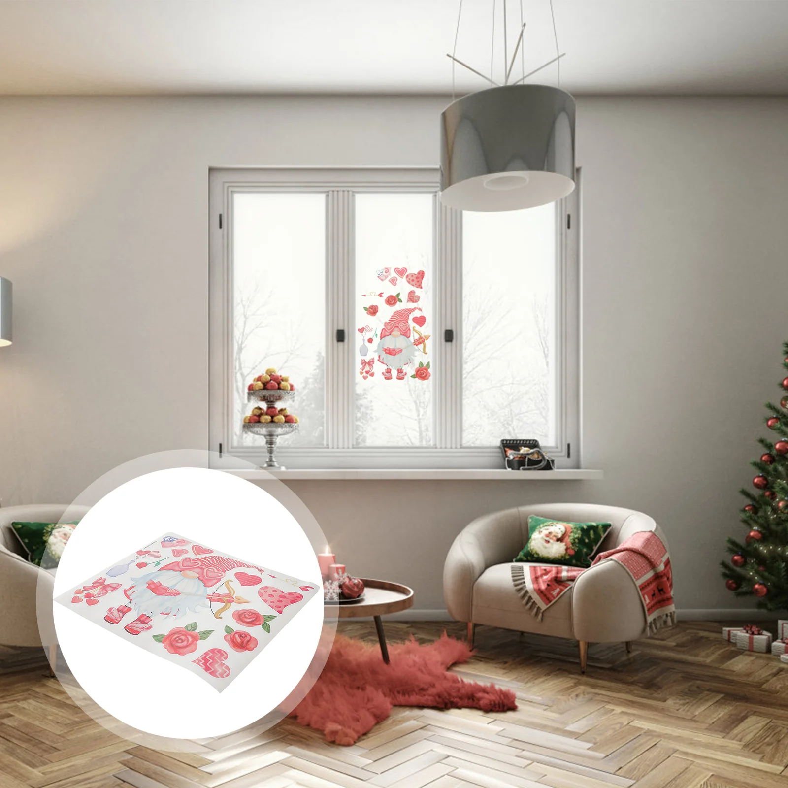 

Window Stickers Day Clings Valentines Christmas Heart Gnome Wall Decals Xmas Removablevalentine Decorations Winter Sticker