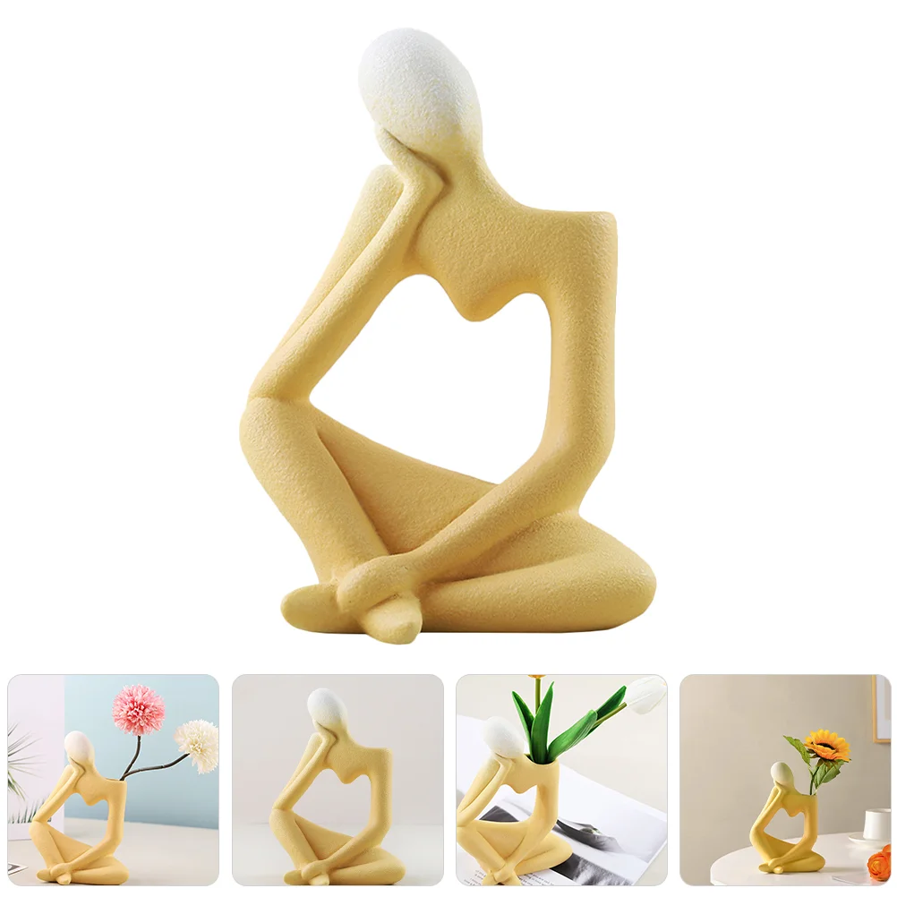 

Flower Arranging Vase Pots Thinker Abstract Decor Bookshelf Desktop Floral Arrangement Container