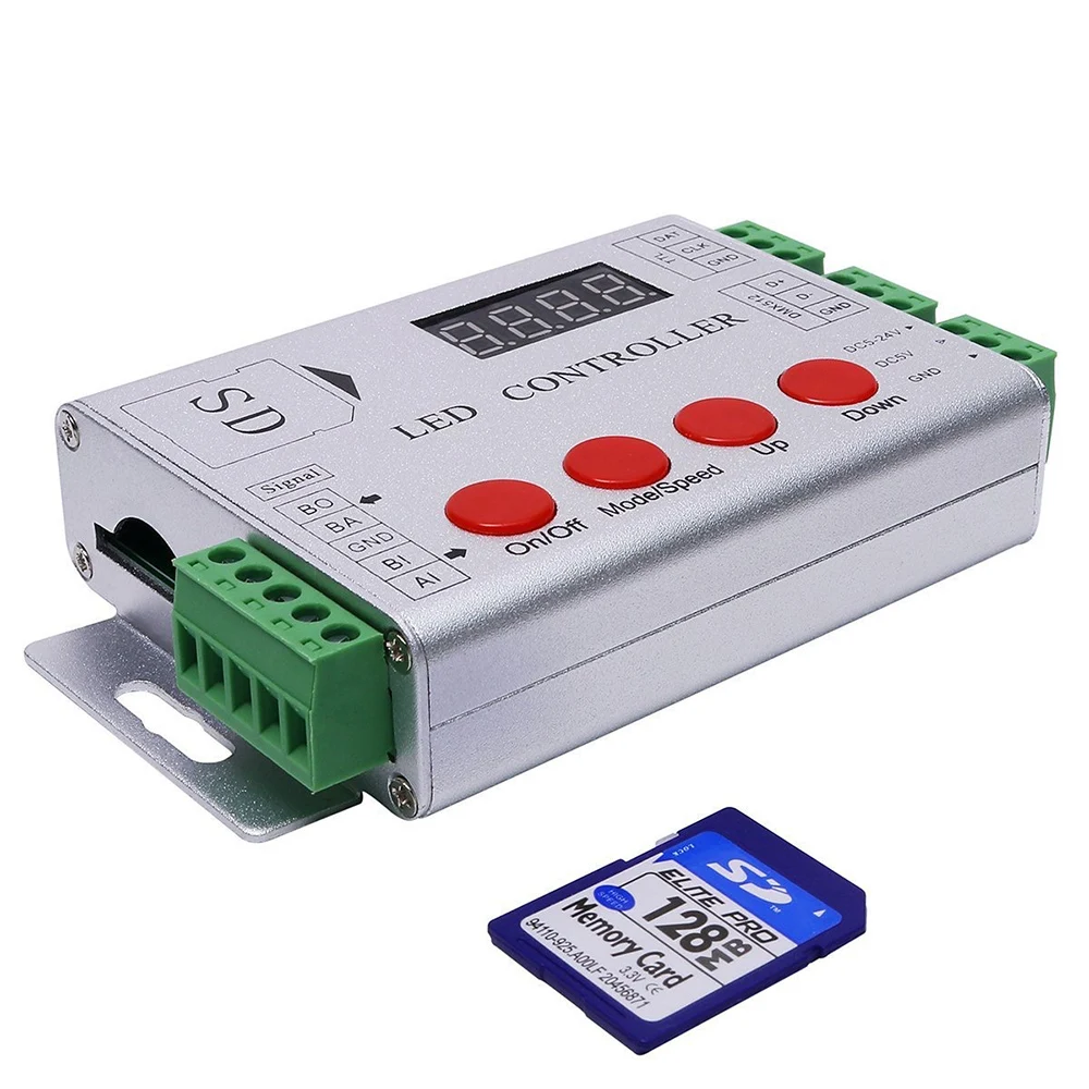 Фото Контроллер RGB DC 5-24В 2811, полноцветный, однопортовый, беспроводной, с управлением через SD-карту, для светодиодов WS2812B, SK6812, WS2801, LPD8806 №4