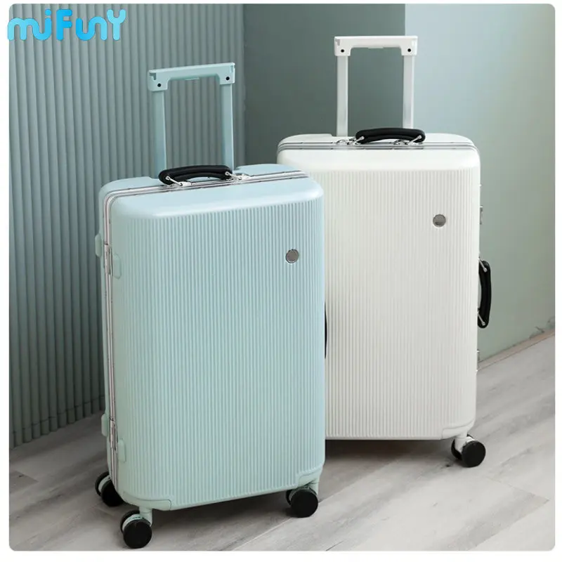 

MiFuny Rolling Luggage Women Aluminum Carry on Luggage with Wheels Password Trolley Vintage Traveling Boarding Business Suitcase