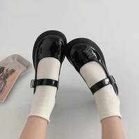 2022 spring new small leather shoes female uniform round toe thick heel british college style womens shoes vintage shoes