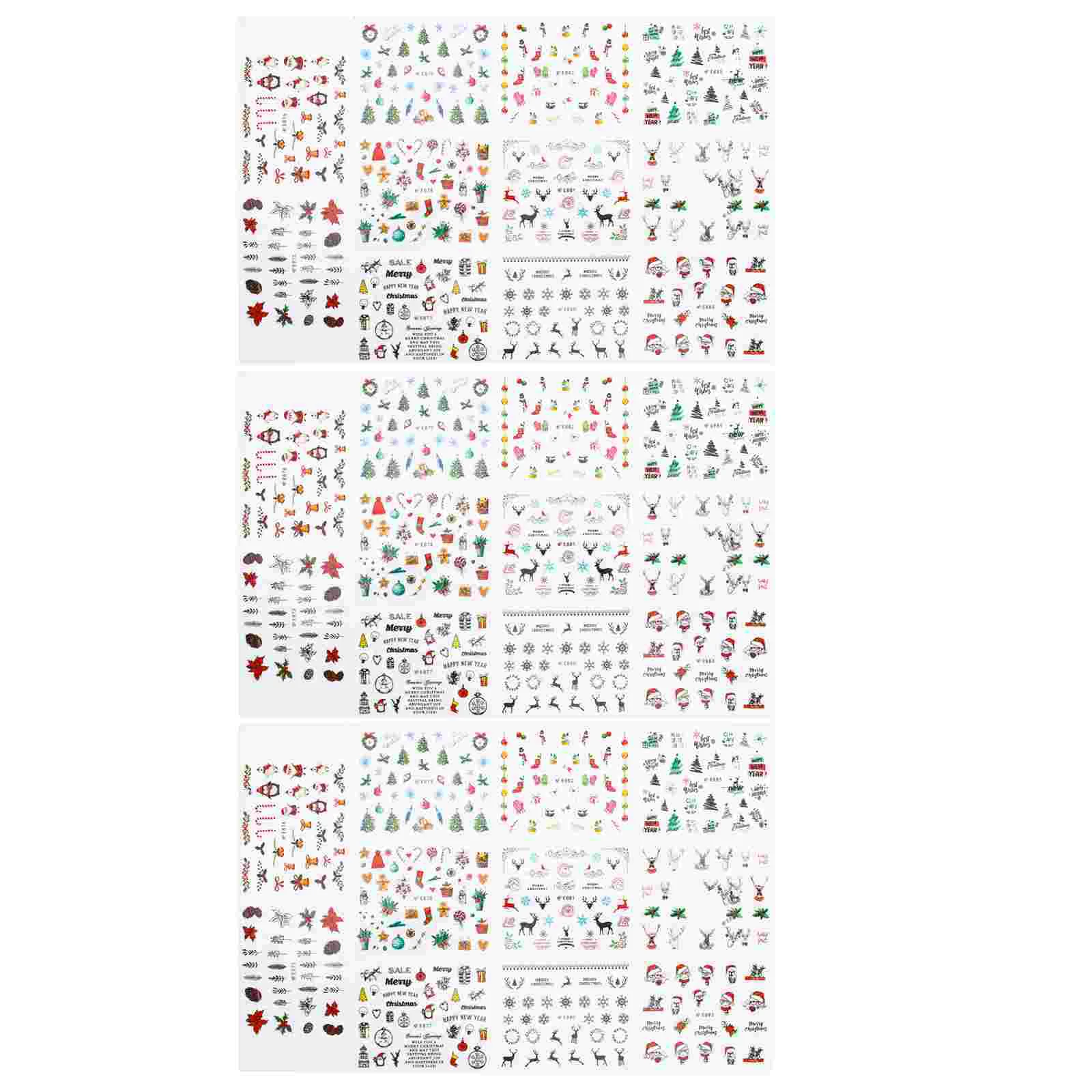 

3 Sheets Xmas Nail Stickers Christmas Nail Decor Nail Decals Nail Stickers Self- Adhesive Nail Stickers Santa