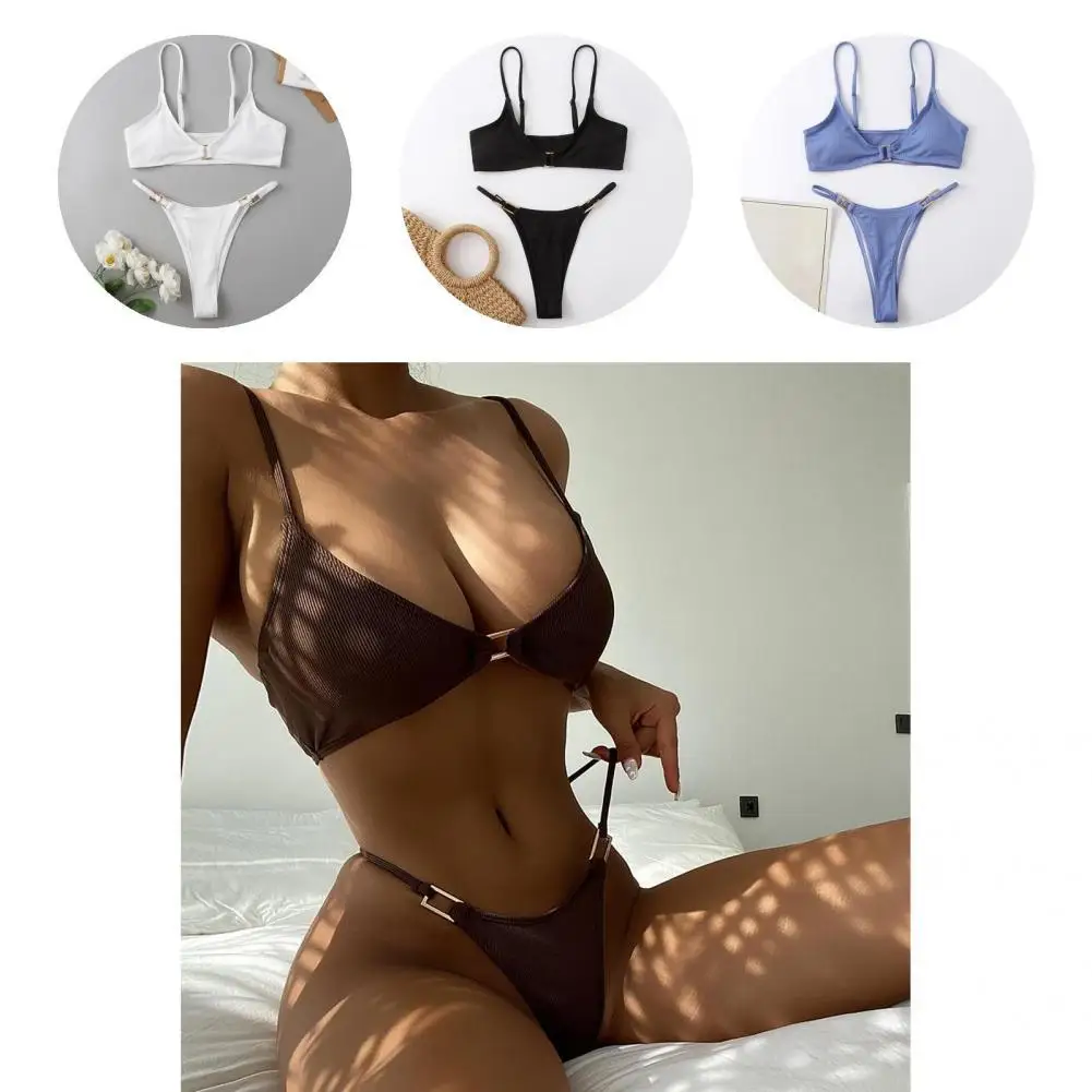 

Three-point 2 Pcs/Set Charming Two-piece Bathing Suit Beachwear Women Swimsuit Padded for Vacation