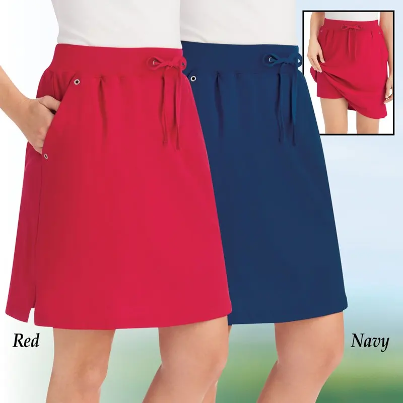 

Stylish Women's Pull-On 21"L Sport Multicolor Knit Skort with Grommet Side Pockets, Comfort Fit & Quick Dry Design