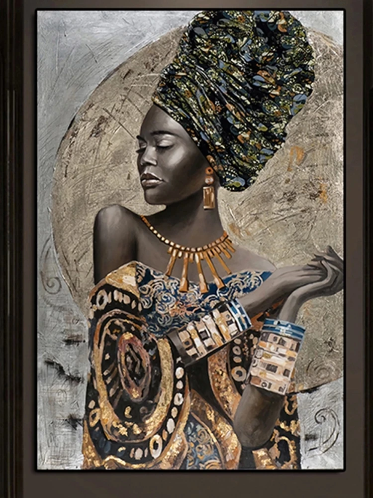 

5D DIY Diamond Painting Mosaic Pattern African Black Women Graffiti Art Painting Diamond Embroidery Portrait Girl Decorative Gif