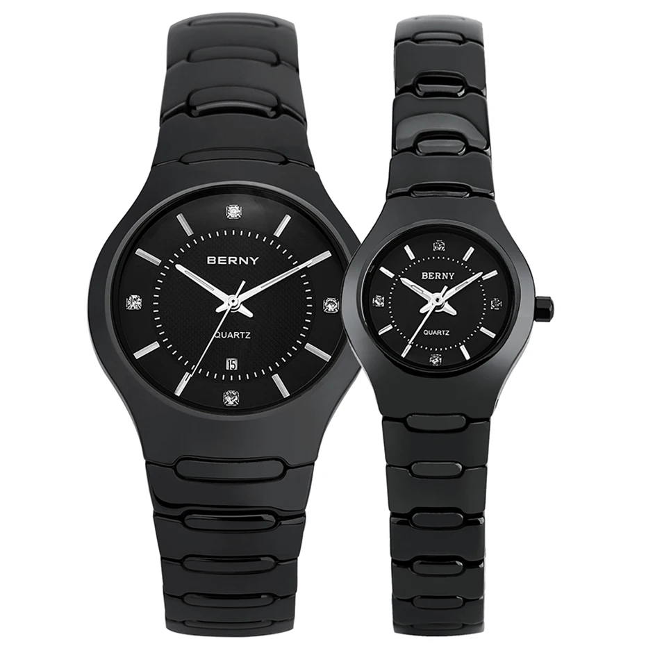 BERNY Watch for Women Ceramic Bracelet Quartz Wristwatch Men Sapphire Crystal Auto Date Waterproof Ladies Clock Couple Watches enlarge