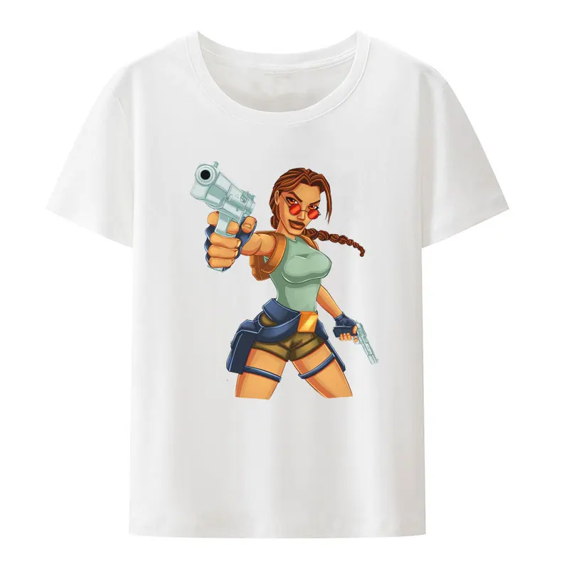 Забавная хлопковая футболка Tomb Raider Lara Croft для мужчин и женщин удобные