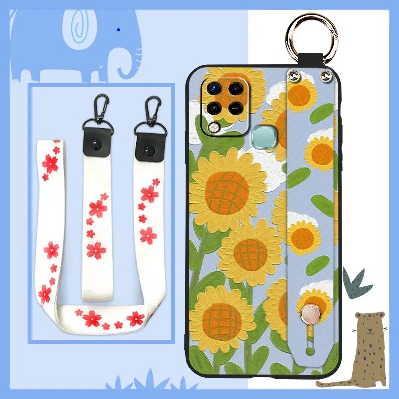 sunflower fashion design phone case for infinix x689x689chot 10shot 10t soft case wrist strap free global shipping
