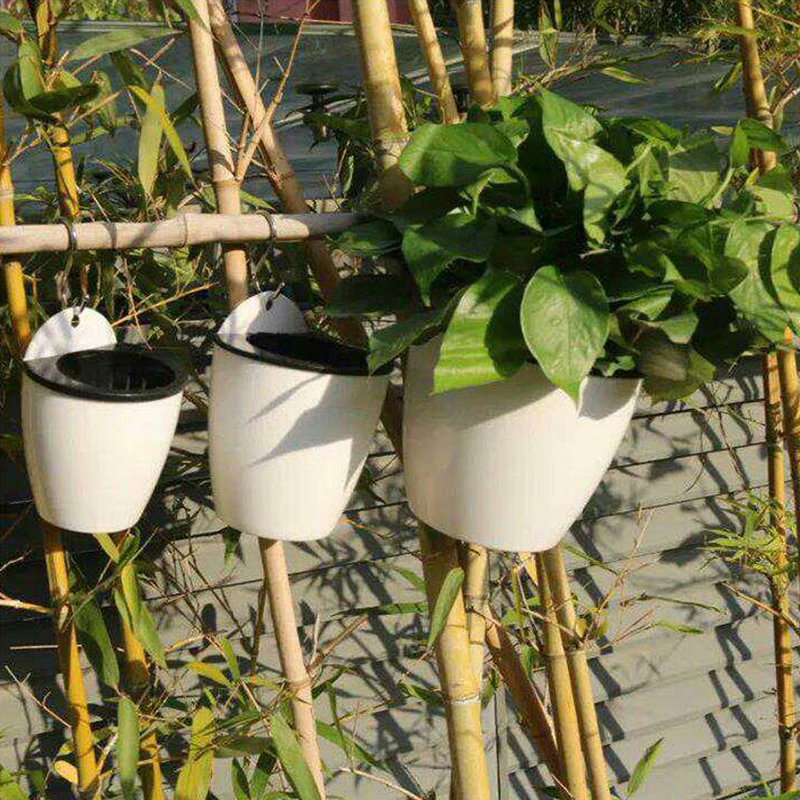 

Self Watering Flower Pot Wall-mounted Flowerpot Durable Home Garden Balcony With Hook Wall Hanging Plastic Planter